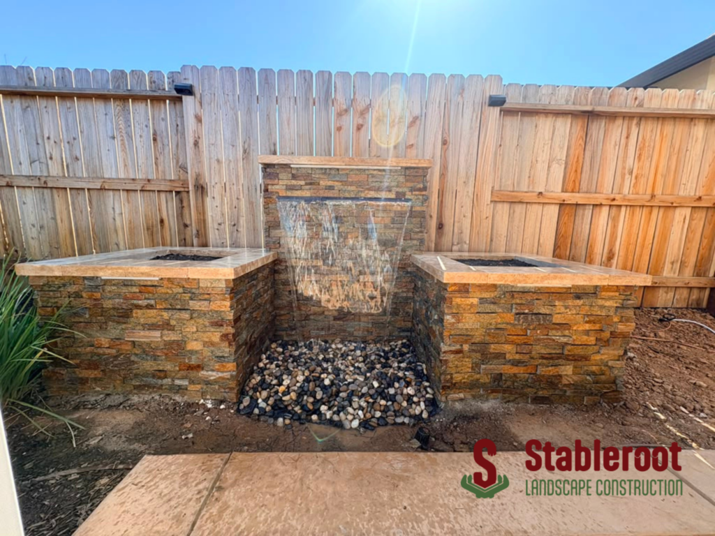 stone veneer water feature
